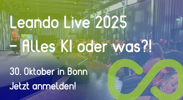 Grafik zum Leando-Jahresevent 2025 mit Terminhinweis
